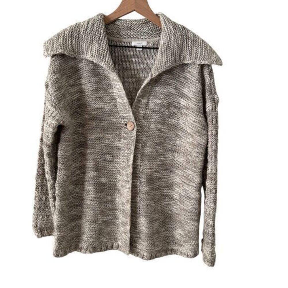 J. Jill Pure Jill Grey Marled Wool Alpaca Blend Single Button Chunky Cardigan S